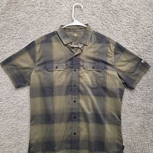 Kuhl Men's Gray and Tan Plaid Button Down Shirt